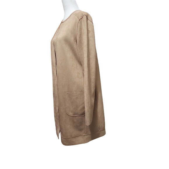 Joan Vass New York/ Long sleeve suede cardigan w/Pocket - Picture 5 of 12